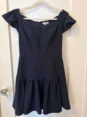 Rebecca Taylor Navy Pique Textured Dress